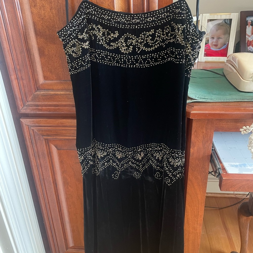 French Twist black velvet dress 10 NEW